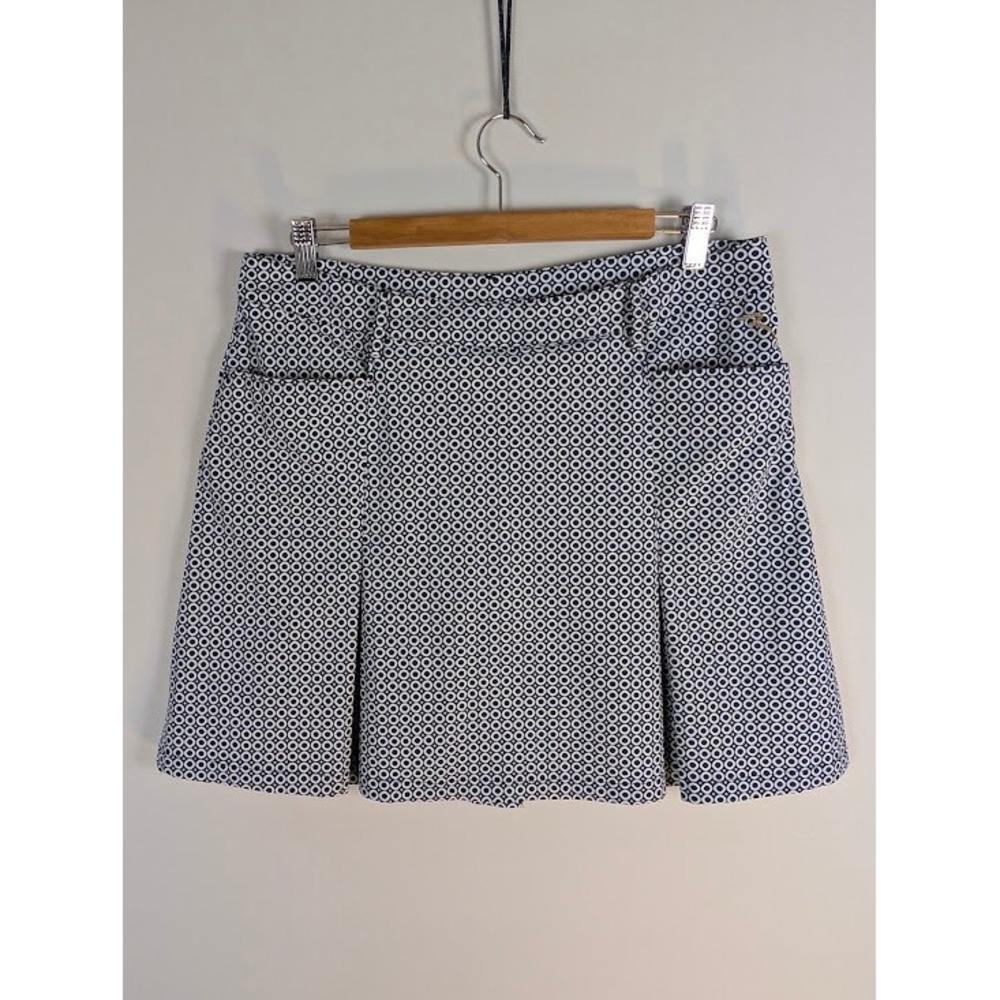 Chervo Golf Skort Womens 10 Navy White Geometric Circles Pleated Athletic Skirt